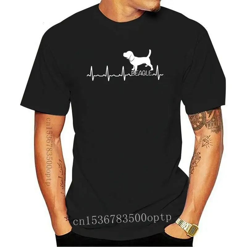

Man Clothing New Men T Shirts Heartbeat Beagle Vintage Short Sleeve Funny Shirt For Dog Lover Tees Crewneck Tops Cotton Plus Siz