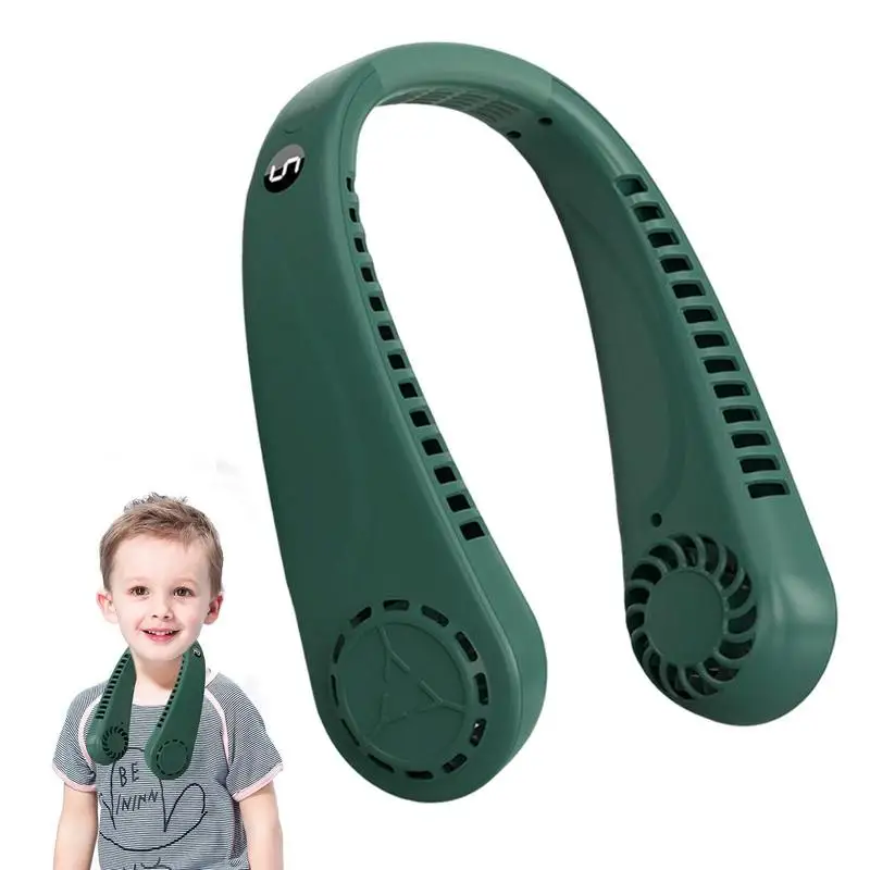 

Neck Fan USB Rechargeable Fan With LED Display For Travel 5 Wind Speeds Leafless Fan Hands Free Fan For Outdoor Sports Travel