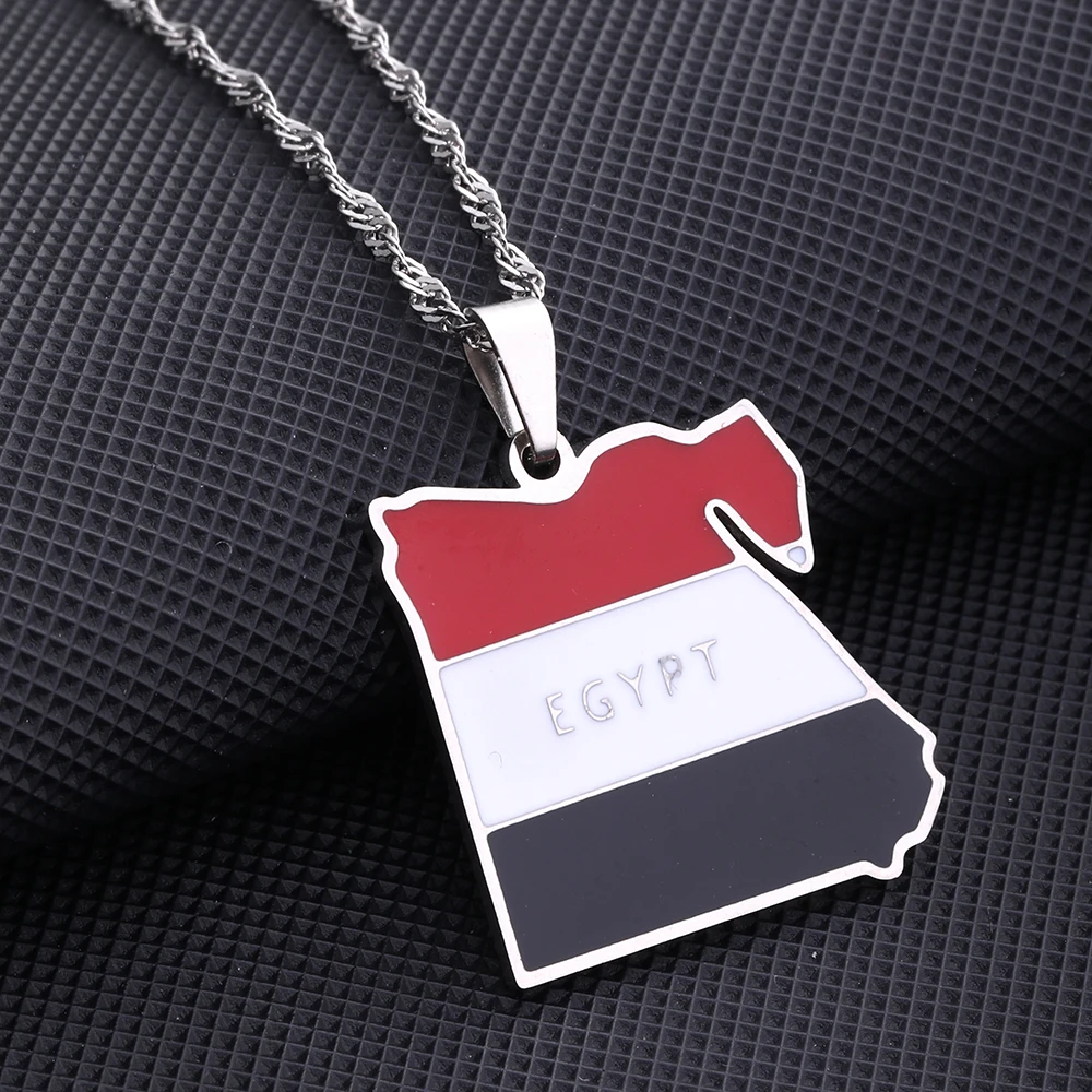 Африканская Карта Египта кулон в форме флага ожерелье из нержавеющей стали для
