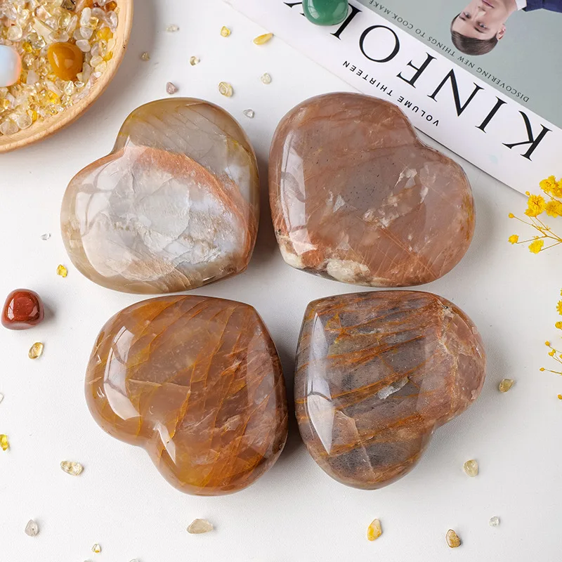 Лунный камень сердце оранжевый