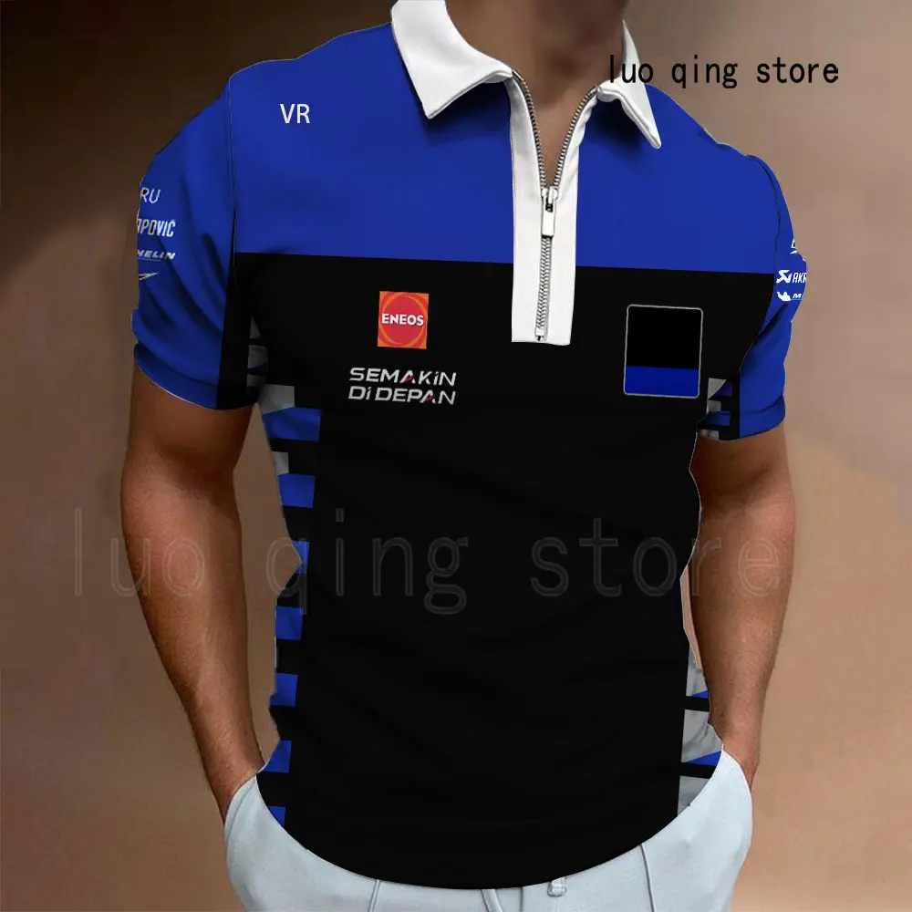 

Fashionable New Summer Men's Polo Shirts Moto GP Outdoor Extreme Sports Tops Street Style Breathable Oversize Short Sleeve Black