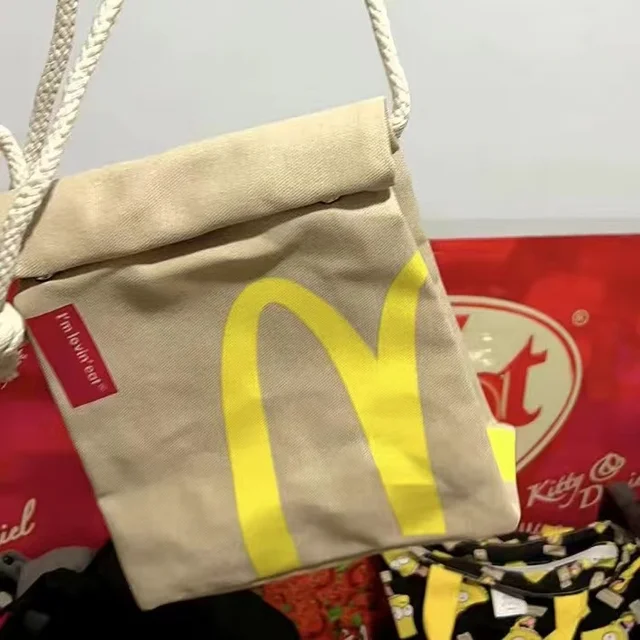 Funny Cute Cartoon French Fries Packaging Bag Student Schoolbag Canvas Backpack Large Capacity School Bag Messenger Bag HandBags 4