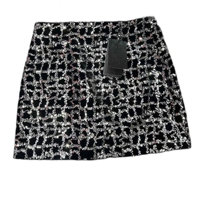 

Женская клетчатая черная юбка с блестками Y2K/шорты, модная простая Сексуальная мини-сумка с высокой талией, юбки на бедрах, темпераментная стройнящая короткая одежда