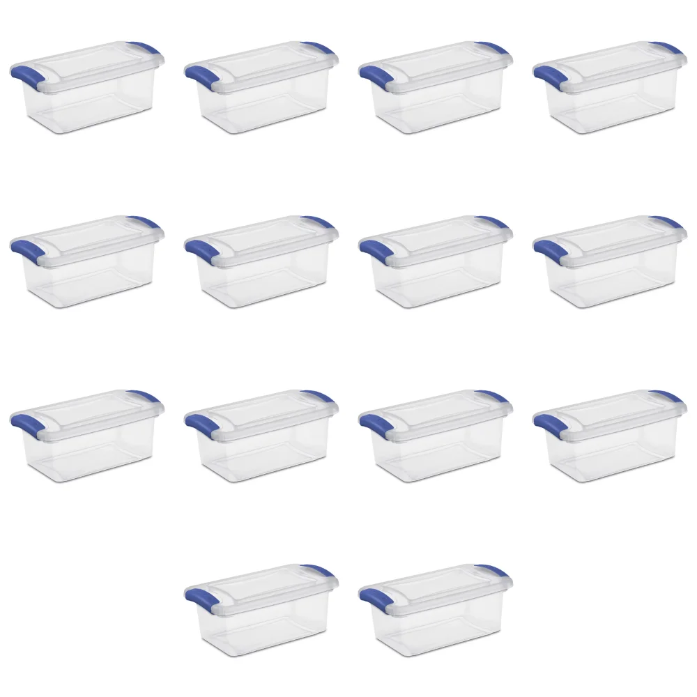 

Sterilite 7 Qt. Latch Box Plastic, Stadium Blue, Set of 14 Home Organization 14.38 X 8.25 X 6.00 Inches
