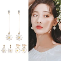 summer new trend enamel daisy flower stud earrings fashion fresh sunflower 3 style earrings girl ears jewelry wholesale