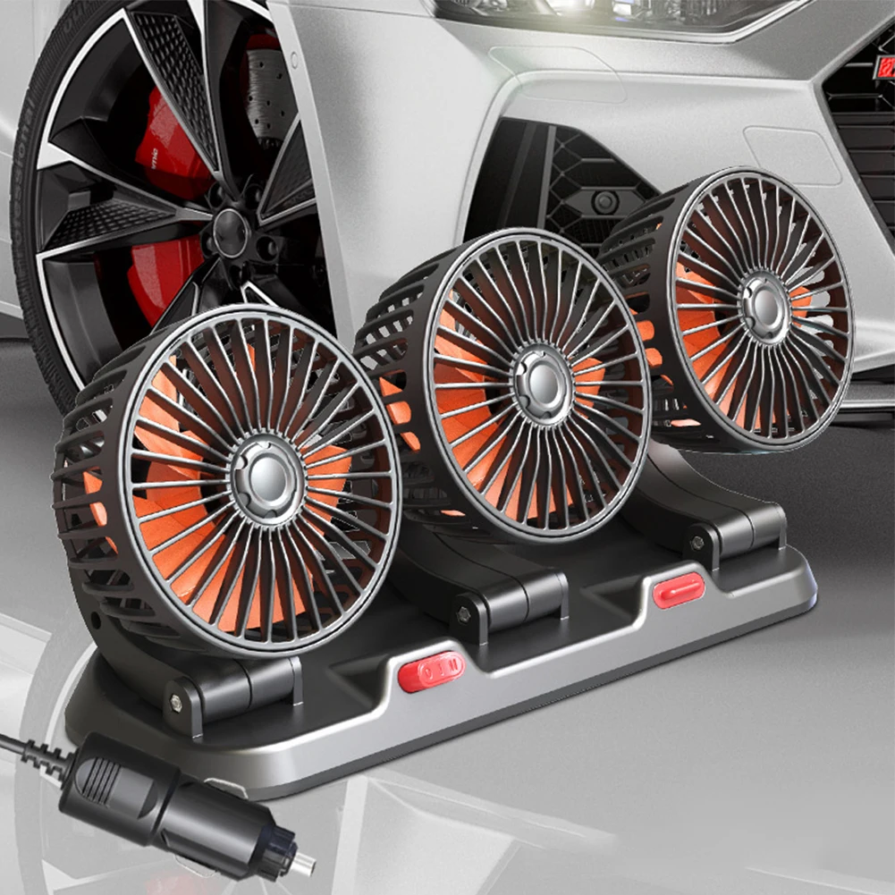 

Three-head Fan Car Fan 24V Three Head 360° Rotatable Vehicle-mounted Car Fan Portable Vehicle Truck Air Circulation