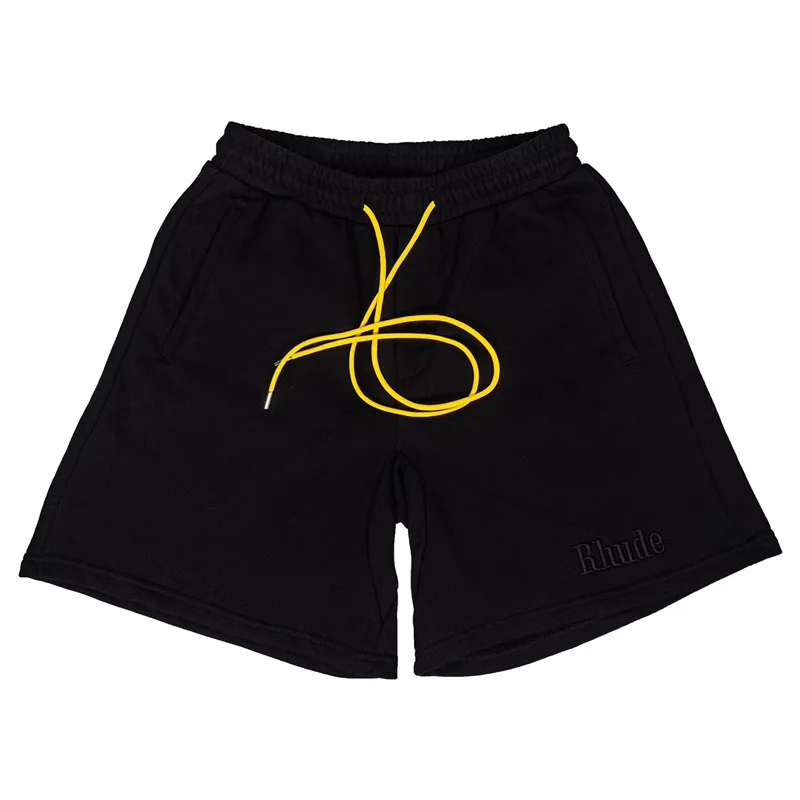 Rhude Shorts 3m Reflective Color Blocking Logo Printed Mesh Men's And Women's Shorts Black S-XL