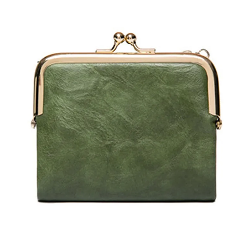 

New Women's Wallet Short Retro Multifunction Coin Purse Zipper Kiss Lock PU Leather Female Short Purses Female Mini Clutch Bag