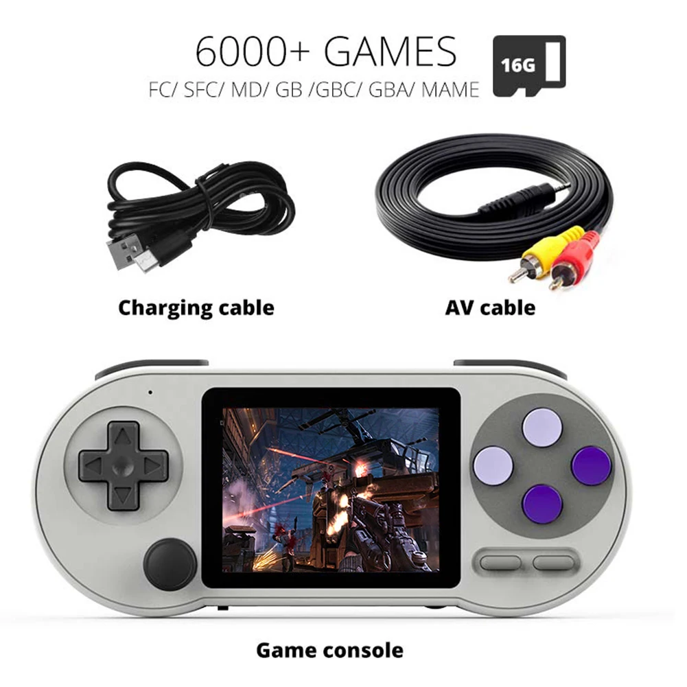Portable Retro Video Game Console 3 inch IPS Screen Handheld Game Player Built-in 6000+ Games AV Output For GBA Sega Dendy SNES images - 6