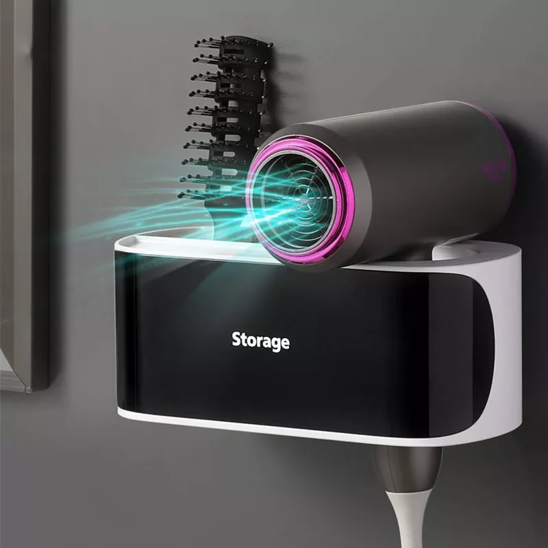 

Hair Dryer Holder Rack Bathroom Shelf Accessories Wall Mounted Hair Straightener Holder Storage Organizer Waterproof Punch-free