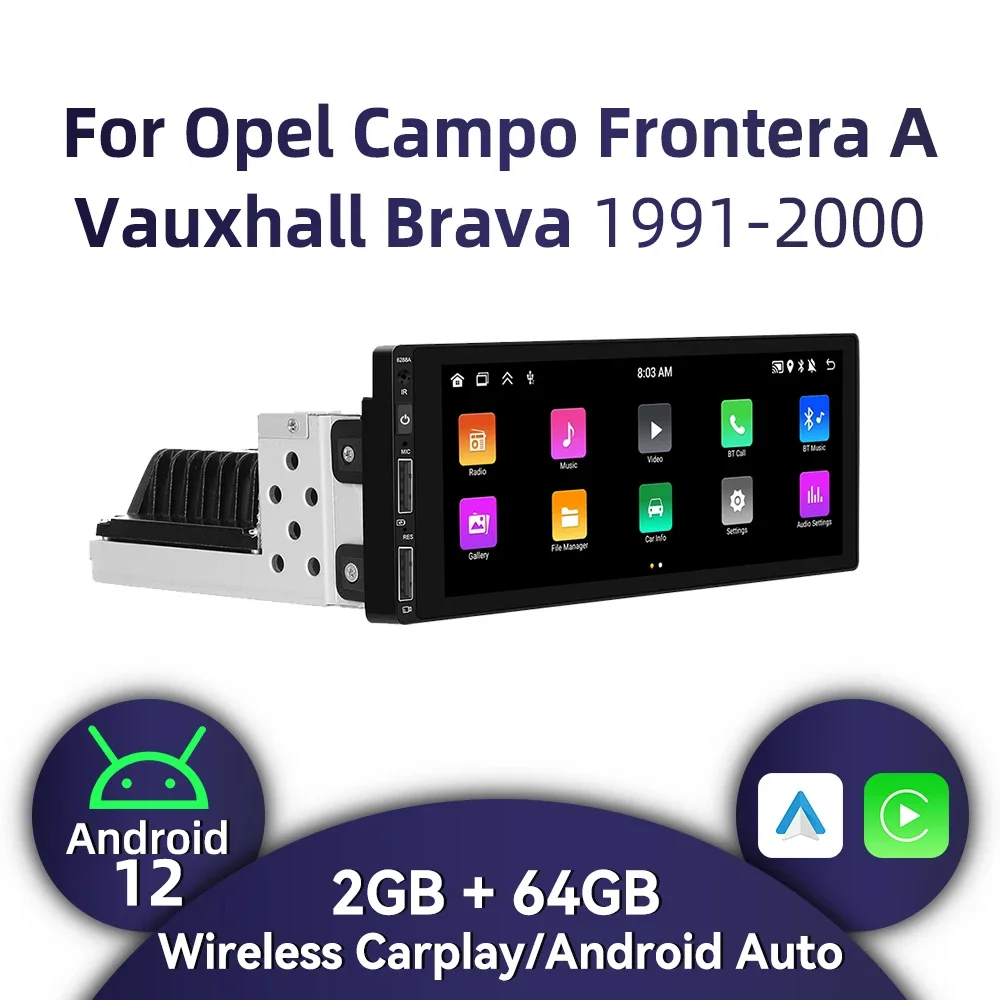 1-диночное радио Android для Opel Campo Frontera A Vauxhall Brava 1991-2000 Carplay авторадио стерео 6 86 дюйма