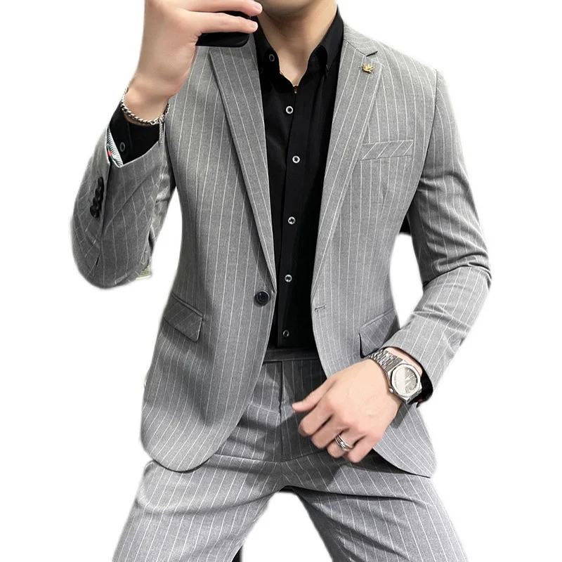 

Boutique (suit + Trousers) Korean Version of The British Style Gentleman Fashion Business Casual Solid Color Two-piece Set 2023