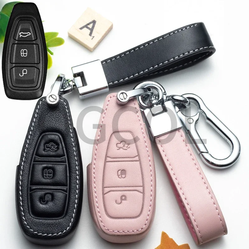 Кожаный чехол для дистанционного ключа автомобиля Ford Fiesta Focus 3 4 ST Mondeo Ecosport Kuga Ranger