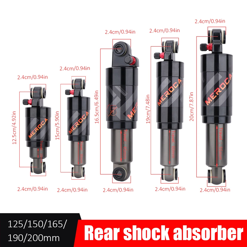

Bicycle Alloy Rear Shock Bike Air Rear Shock Absorber 125/150/165/190/200MM For Mountain Bikes Scooters Cycling Parts