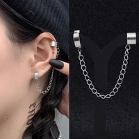 1 piece stainless steel painless chain ear clip earrings for men women punk silver color non piercing fake earrings jewelry
