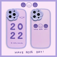 iphone soft case 2022 purple smiley face flower camera protection shockproof for iphone 13 11 12 pro max xr xs silicone case