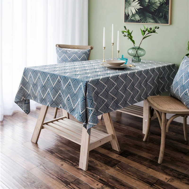 

Yarn Dyed Track on the Table Cover Waterproof Printed Tablecloth for Table Corrugated Rectangular Tablecloths Wedding Decoration