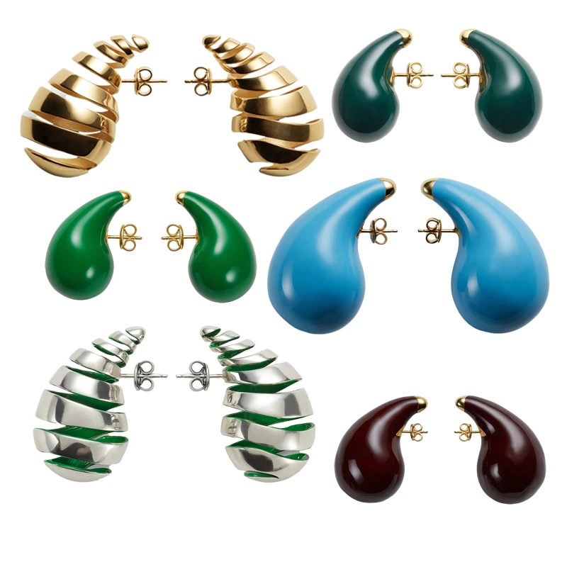 

BV Women's Drop Earrings Dark Green Merlot Luxury Jewelry Parakeet Folded Triangle Spine Intreccio Ring Chain Ceramic Platinum
