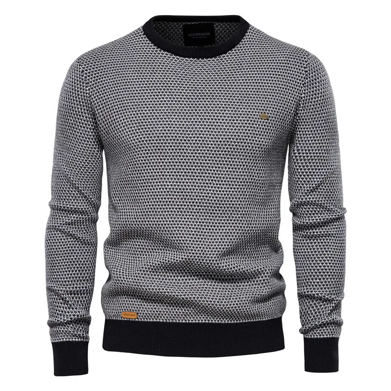 Men's Casual Cotton Knitted Pullover Sweater Round Neck Spring Autumn Winter Bottoming Shirt Fashion Sports Style Sweatshirt
