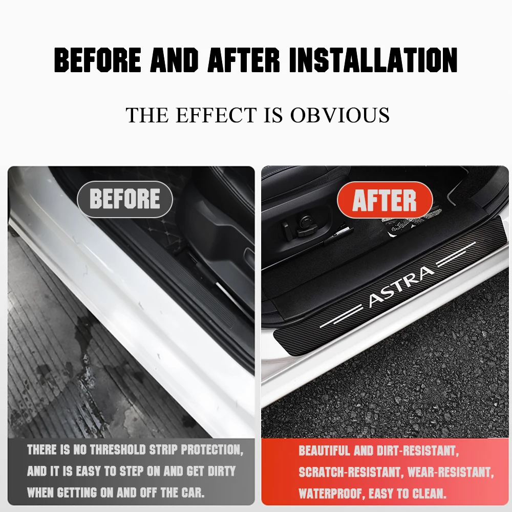 4Pcs For Opel Astra F G H J K GTC OPC GIS 2021 2020 2019 2018 2017 2014 -1992 Car Door Threshold Sill Sticker Tuning Accessories - купить по