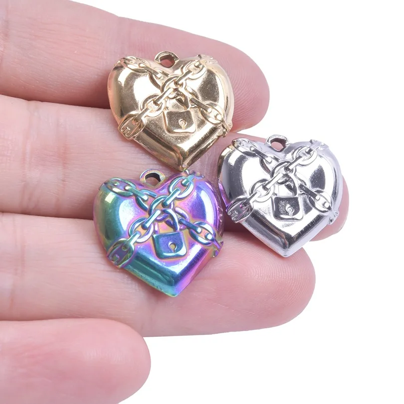 

WZNB 5Pcs/lot Stainless Steel Hearts Lock for Jewelry Making Earring Pendant Bracelet Necklace Accessories Supplies Diy Material