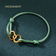 MOONLIGHT Adjustable Double Four Leaf Clover Charm Bracelet For Women Classic Silk Rope Bracelet Fashion Jewelry Party Gifts
