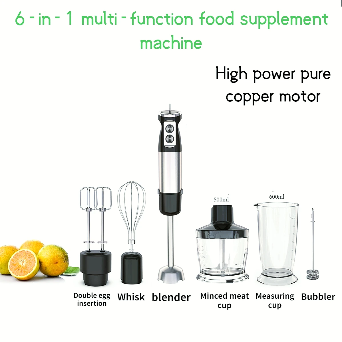 600W Manual Mixer Auxiliary Food Maker Vegetable Meat Grinder 6in1 Detachable Double Head Egg Beater Applicable to Home Kitchenn