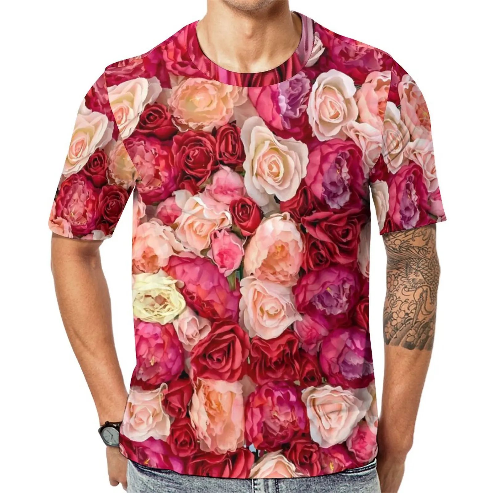 

Blossom Rose T Shirt White Pink Flowers Trendy T Shirts Short Sleeves Custom Tshirt Cheap Summer Aesthetic Oversize Clothes