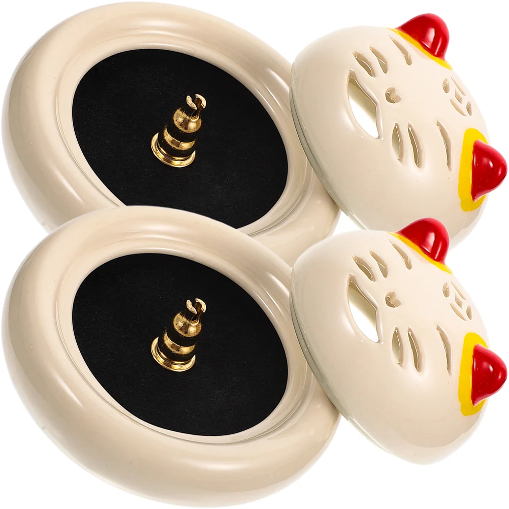 

2 Pcs Fortune Cat Aroma Diffuser Ceramic Burner Chic Censer Holder Container Stand Cartoon Plate Ceramics Decor Office