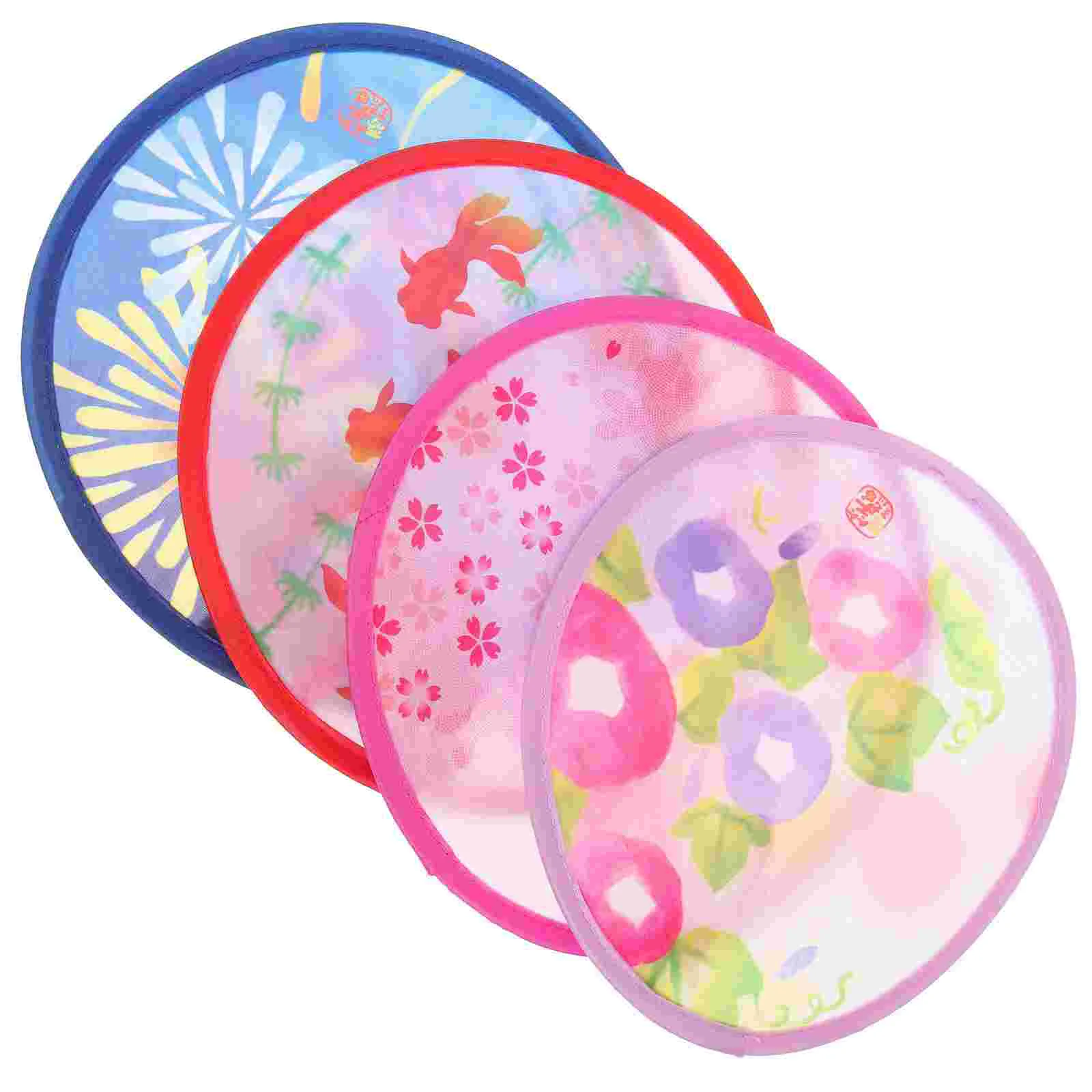 

4pcs Folding Round Hand Fans Folding Fan Japanese Style Summer Round Folding Fan