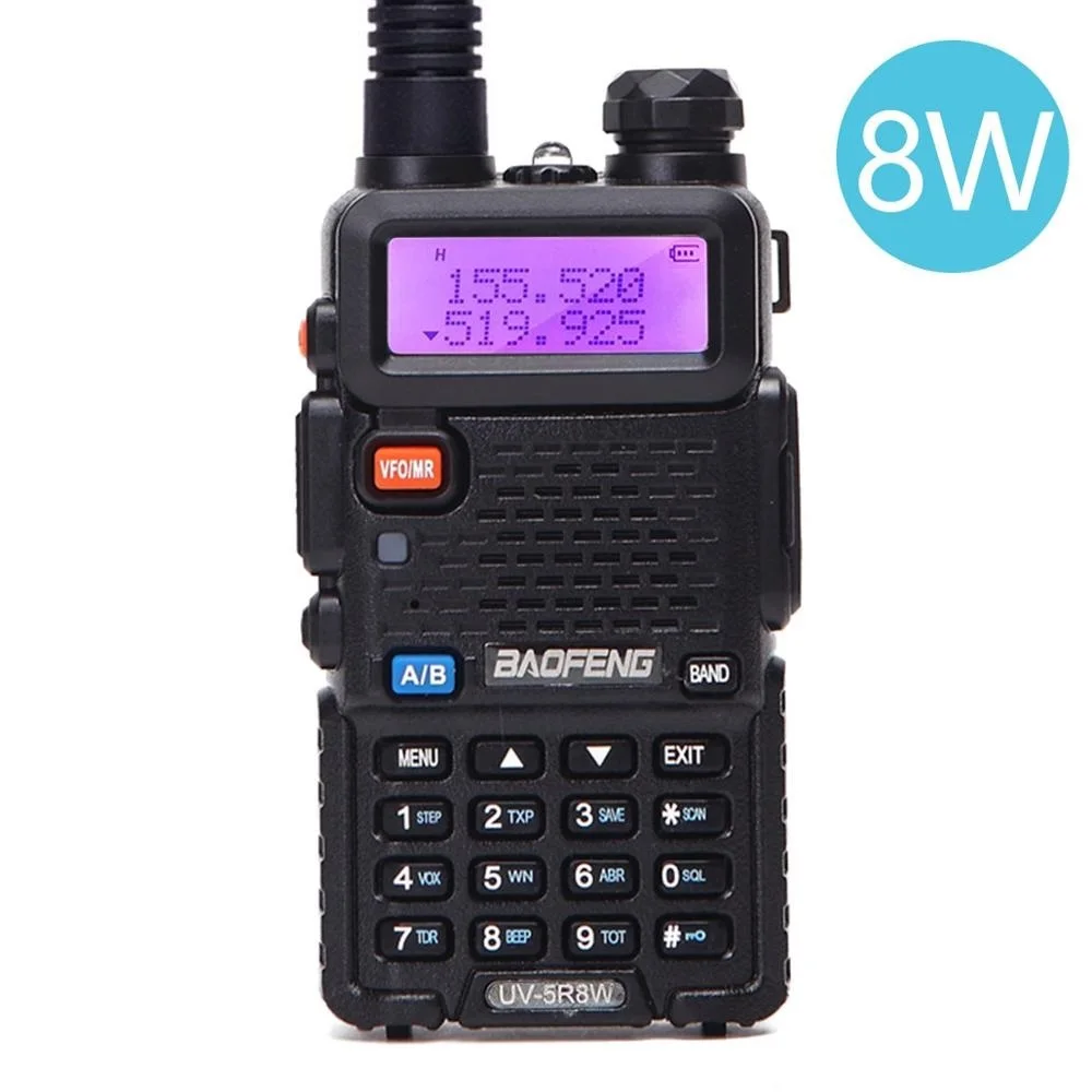 NEW UV 5R 8W Two Way Radio Real 8W 10KM 128CH Dual Band VHF(136-174MHz)UHF(400-520MHz) Amateur Ham Portable Walkie Talkie