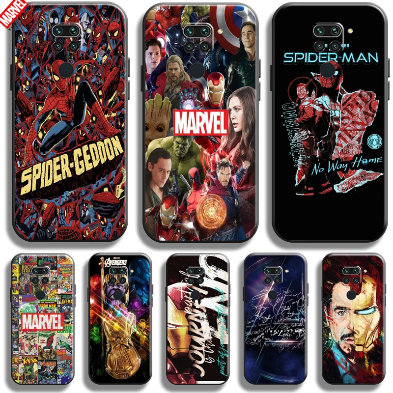 

Marvel Avengers Logo For Xiaomi Redmi Note 9 9T 9 Pro Max 5G Phone Case Coque Liquid Silicon Soft Silicone Cover Black