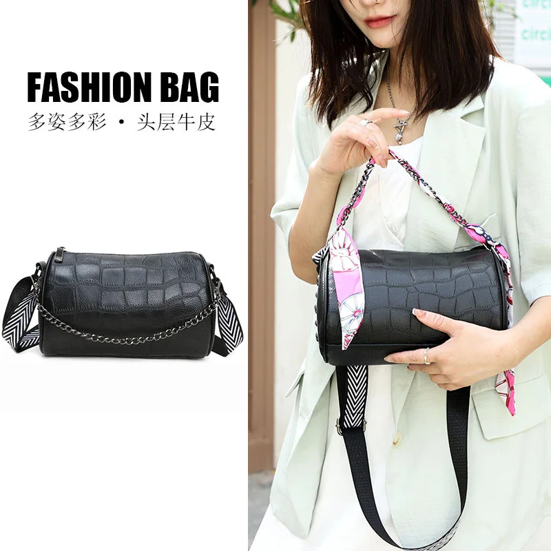 

Fashion Trend Luxury Designer Handbags For Women Genuine Leather Casual Vintage Chain Shoulder Bags Korean Stone Messenger Bag