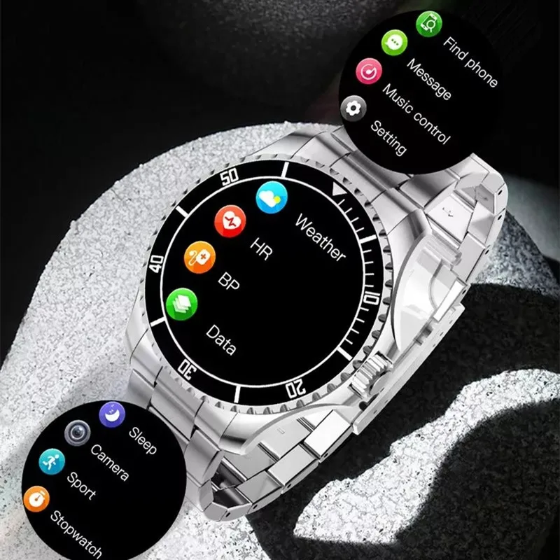 R1 Smart Watch Men 316 Stainless Steel Band Business Bluetooth Call Sports 3ATM Waaterproof  24H Heart Rate Health Monitoring