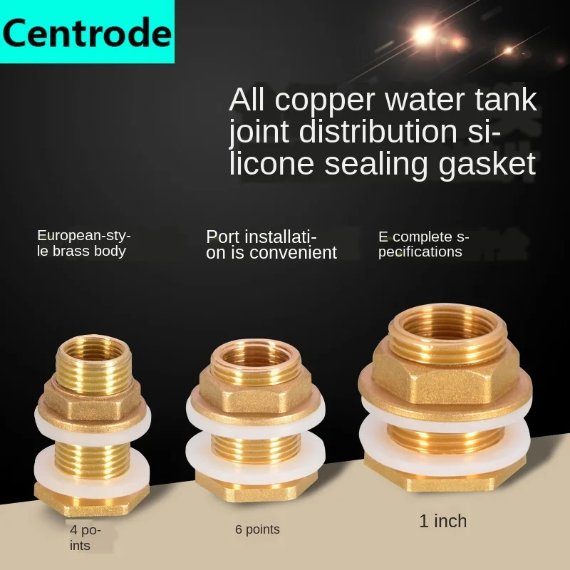 

1/2 IN inside and outside wire connector copper 1 IN water tower pool fish tank bucket lengthened drainage interface accessories