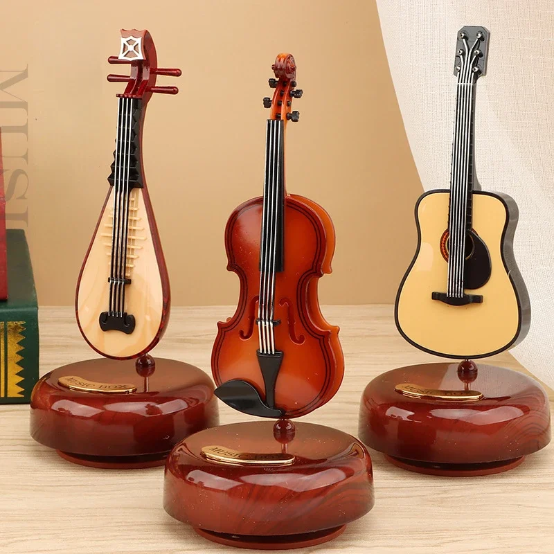 

Classical Instruments Pipa Music Box Home Wine Cabinet Decorations Violin Guitar Octave Box Home Decoration