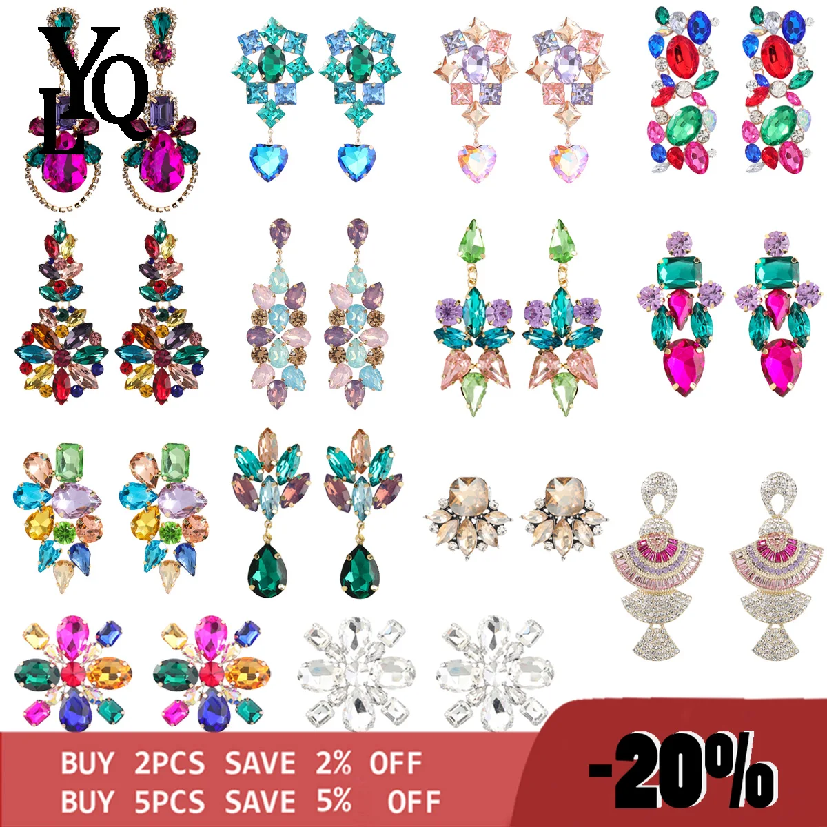 

Fashion Metal Rhinestone Glass Geometric Earrings Women's Popular Creative Charm Party Jewelry Accessories