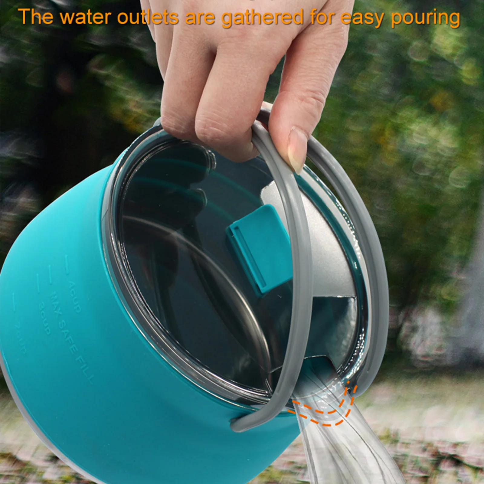 

Silicone Folding Kettle Camping Teapot Portable Coffee Tea Cooker Collapsible Mini Boiling Water Pot with Handle Hiking Supplies
