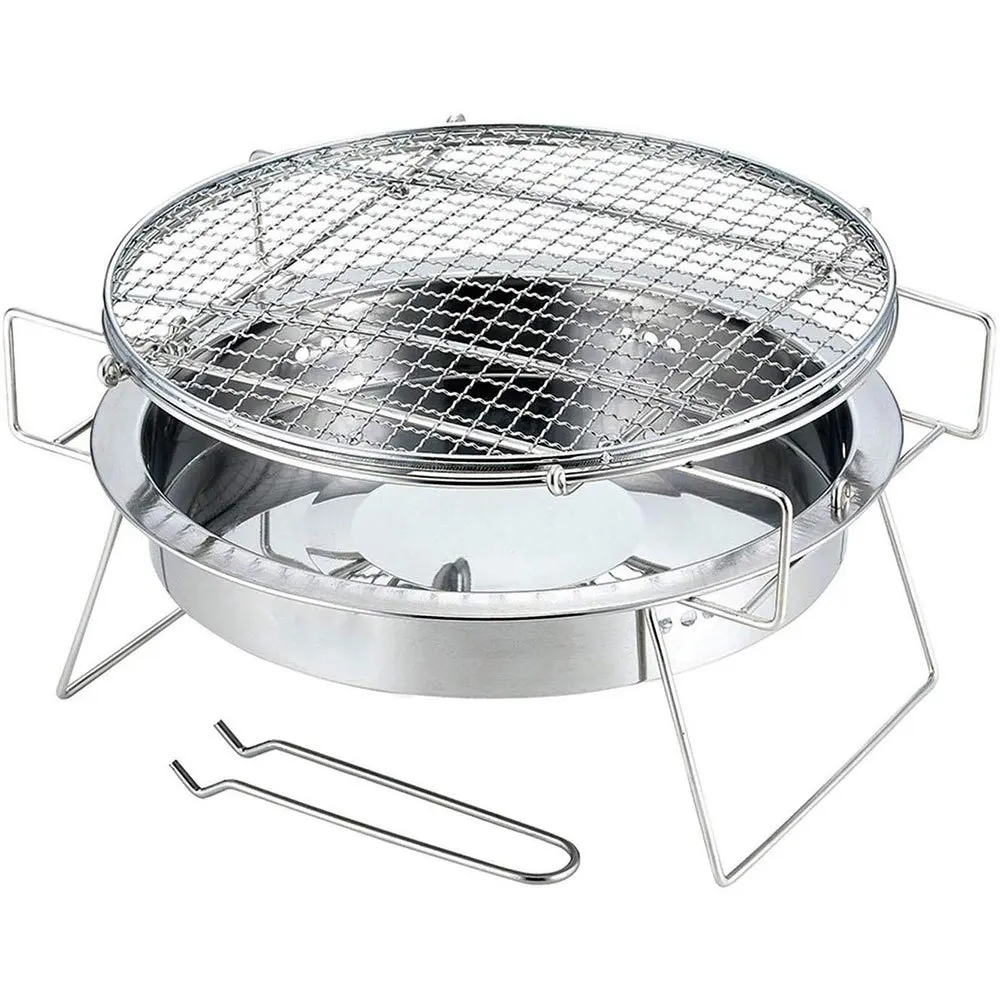 

Stainless Steel Round Grill Picnic Outdoor Charcoal Stove Folding Grill Korean Bbq Grill Table Portable Charcoal Bbq Grill