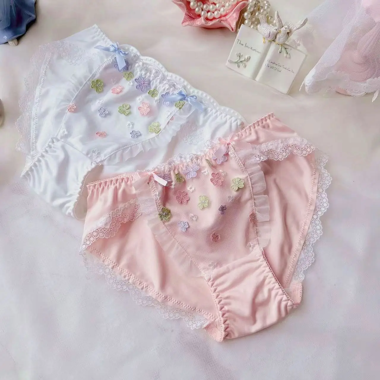 Японский женский вышитый тонкий бюстгальтер без косточек с бабочкой сексуальный