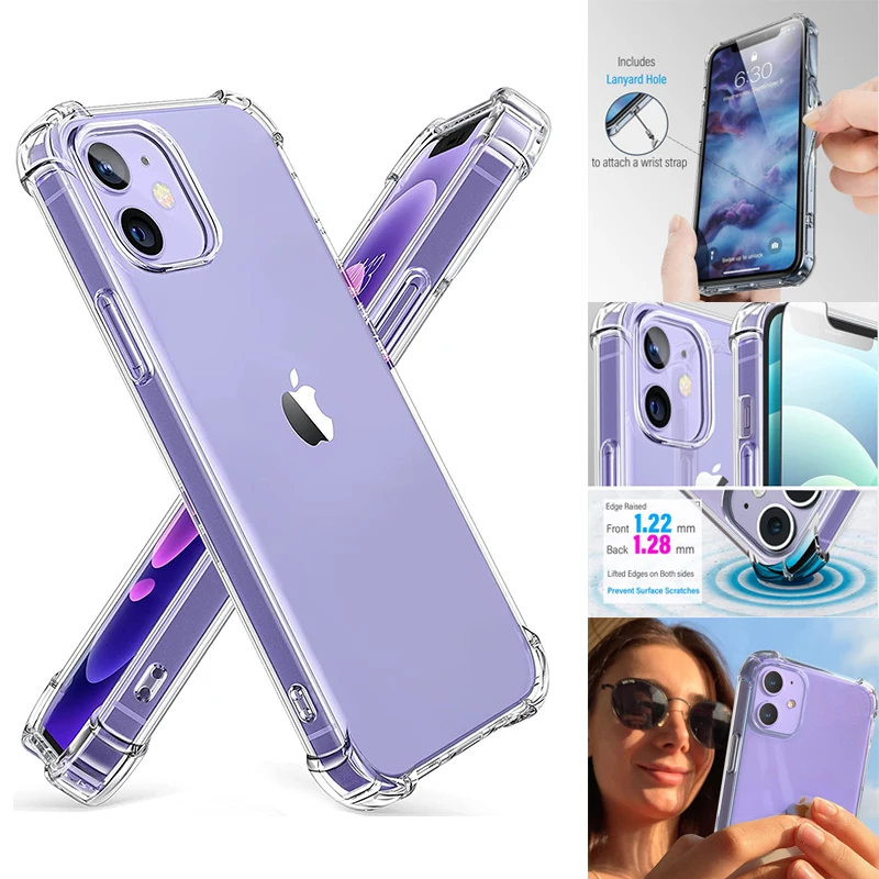 

Clear Shockproof Phone Case For iPhone 13 12 11 Pro Max XS Max X XR 8 7 6 6S Plus SE2020 12 13 Mini Silicone Case Back Cover