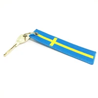 sweden flag car keychain nylon key ring buckle lanyard keyfob decoration for volvo saab koenigsegg xc60 xc90 auto accessories