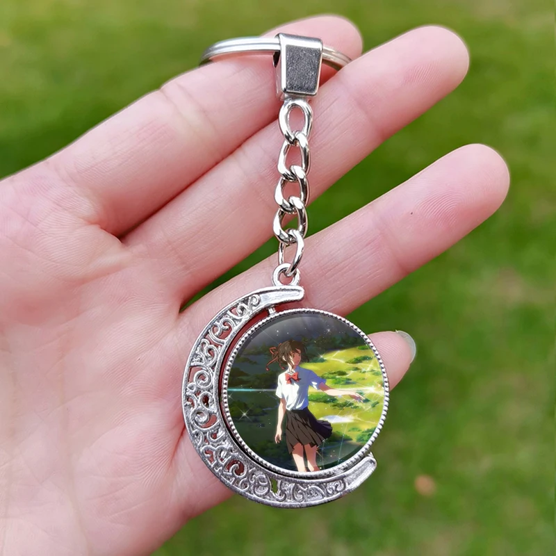 Поворотный Брелок с именем аниме Miyamizu Mitsuha Tachibana стеклянный брелок коллекция