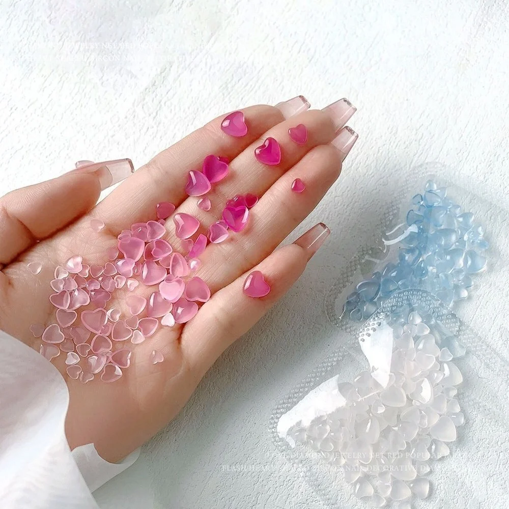 

Love Photochromic Nail Art Accessories New Japanese Cute Laser Resin Heart-shaped Nail Art Sequins 100Pcs/Pack 3D Manicure Toos