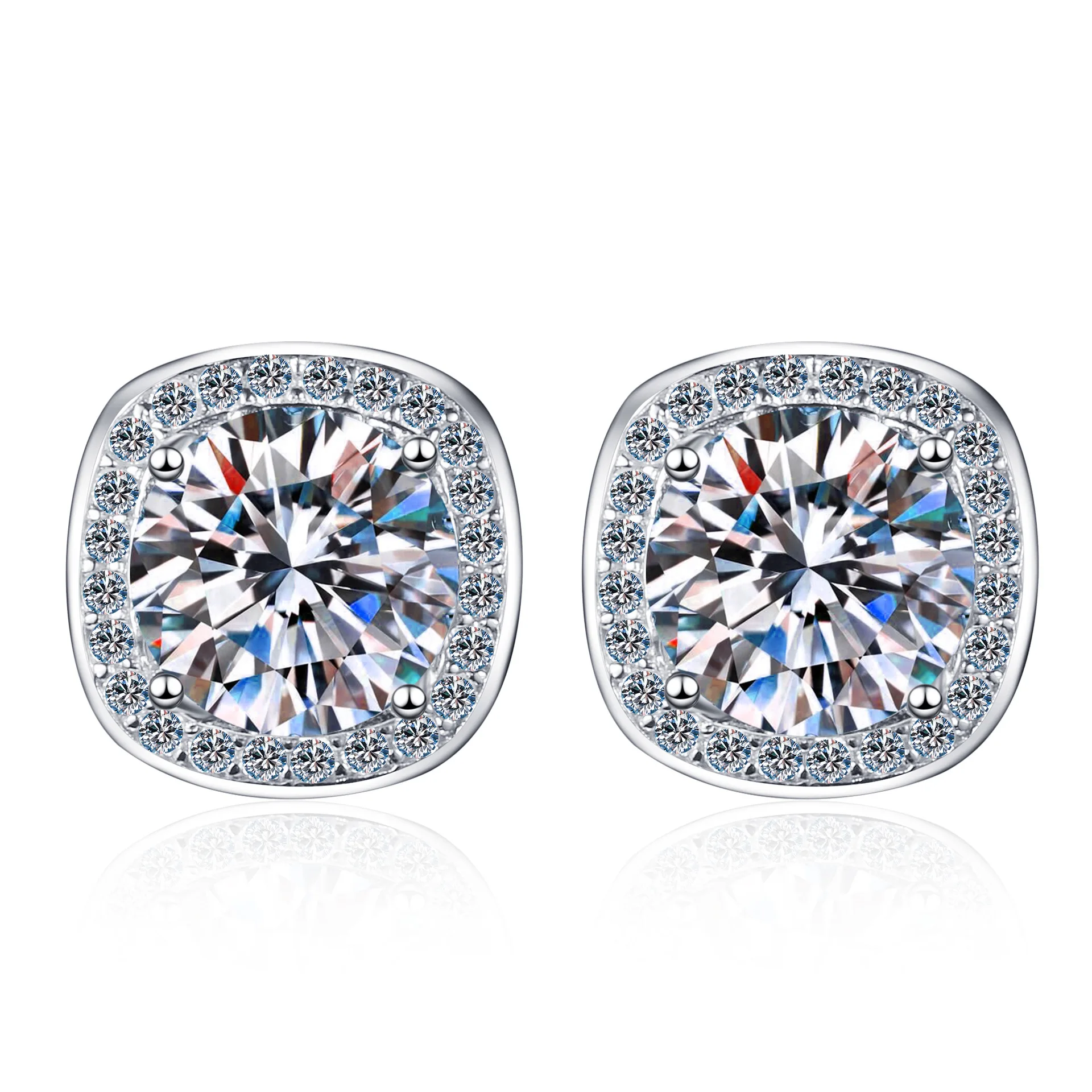 

XDY925 sterling silver earrings plated with pt950 gold female micro-inlay 50 points 1 Franz Klammer mulberry stone earrings
