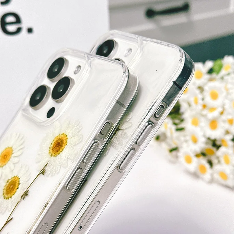 Чехол для телефона с настоящими сушеными цветами iPhone 16 Pro Max 15 14 13 11 12 Plus X XS XR 7 8