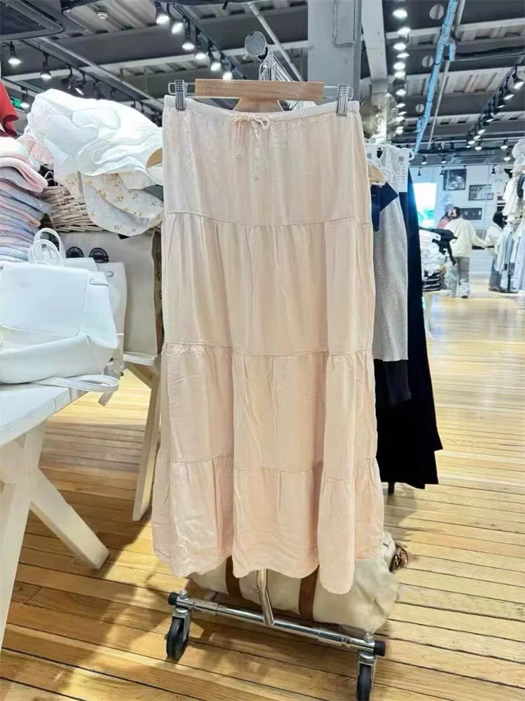 Милая женская розовая юбка 2024 модная летняя со шнуровкой на талии повседневная