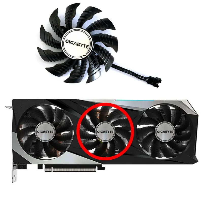 Заменяемый вентилятор для игровой видеокарты GIGABYTE Radeon RX6800 6800XT 6900XT 82 мм T128015SU
