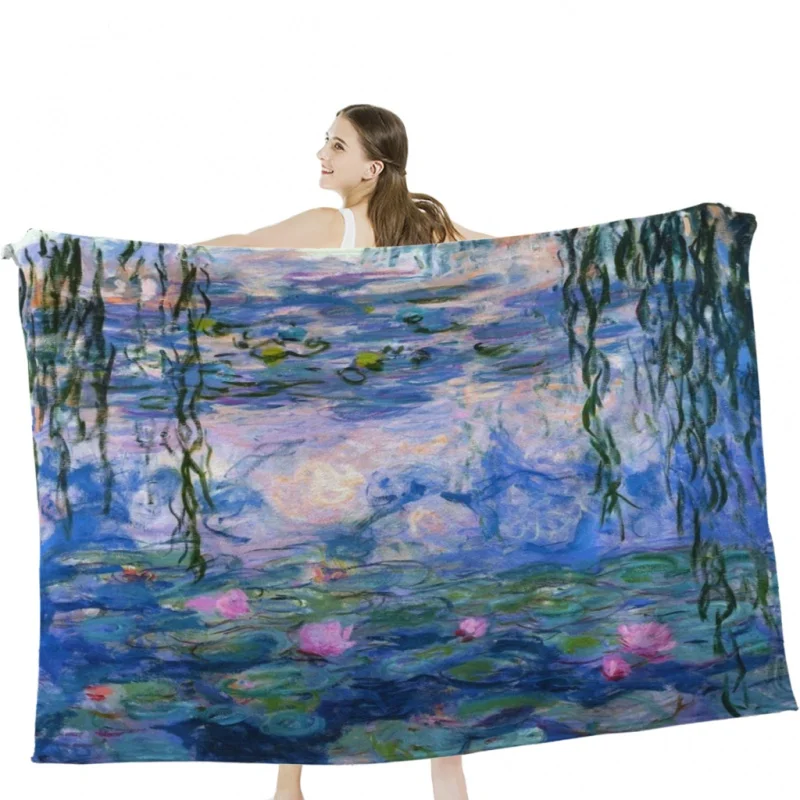 

Water Lilies Monet Throw Blankets Soft Velvet Blanket Travel Bedding Blanket