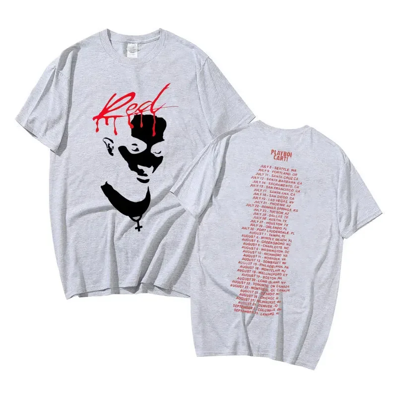 Хлопковая футболка премиум-класса новинка топы с красным принтом музыкального